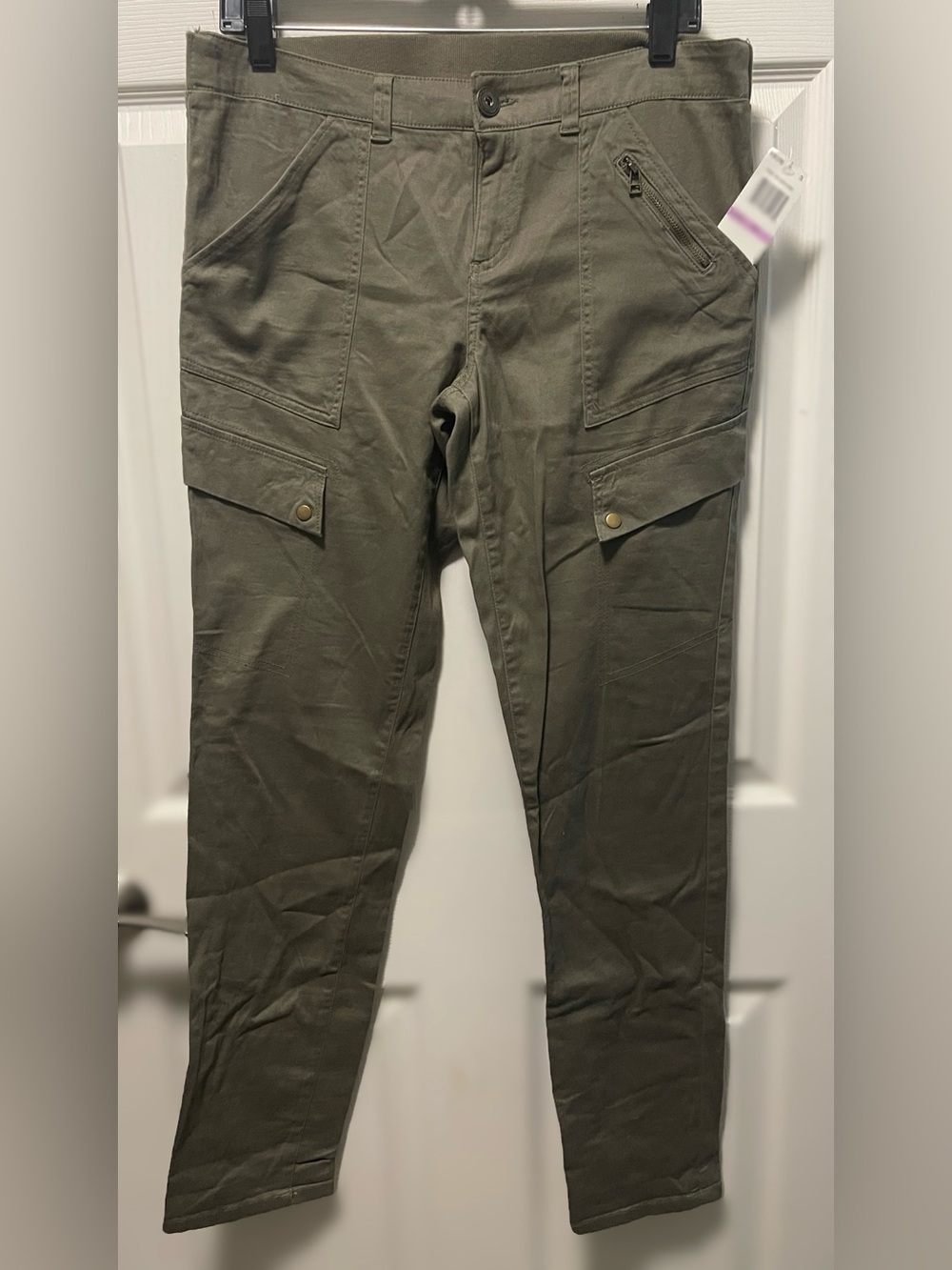 Rewind Olive Green Cargo Pants with Zip & Flap Pockets